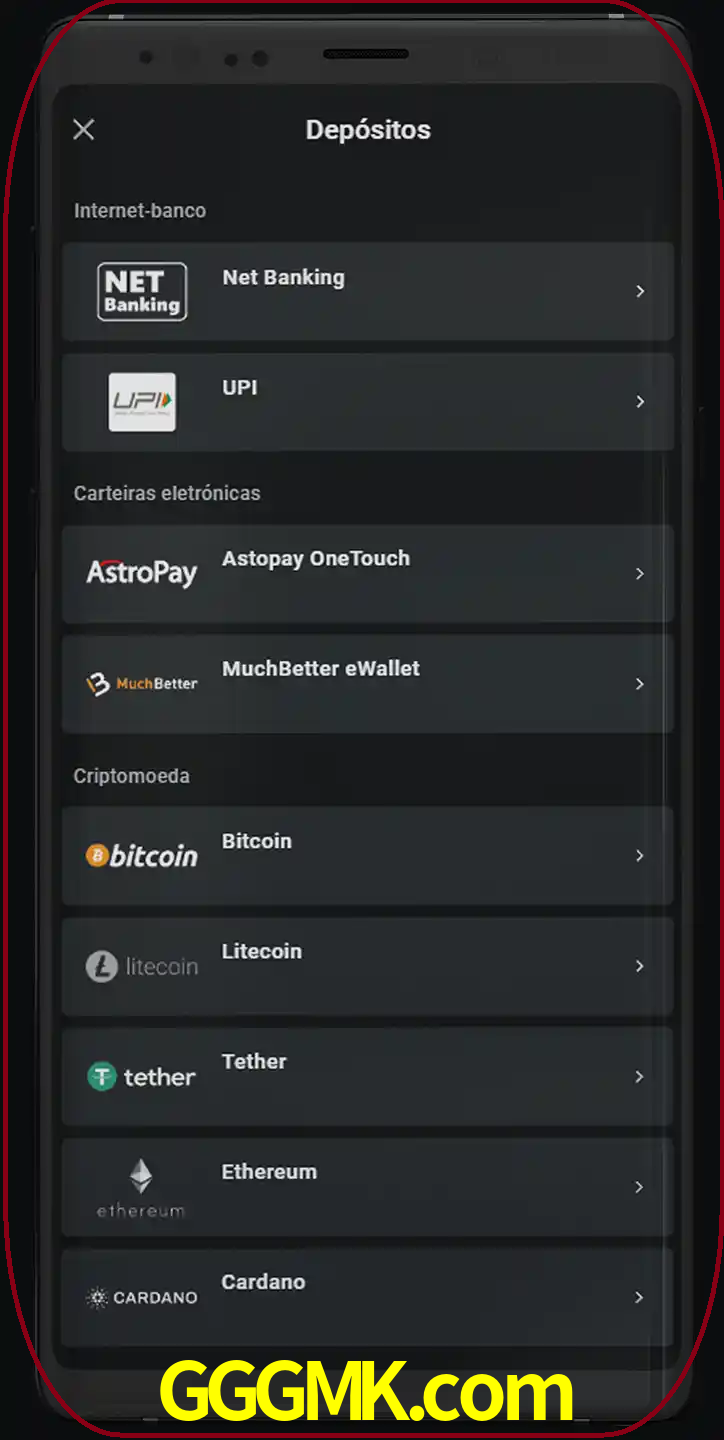Você pode usar métodos alternativos de depósito.